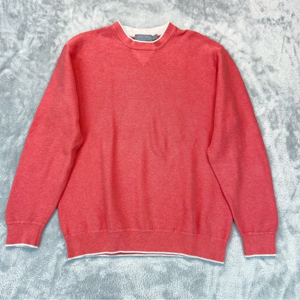 Talbots Men's  Sweatshirt Size M Crew Neck Cotton Sweater Vintage Coral Color